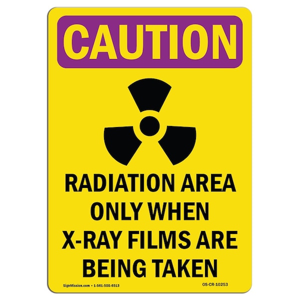 OSHA RADIATION Sign, Radiation Area, 18in X 12in Plastic, 18" H, 12" W, Portrait